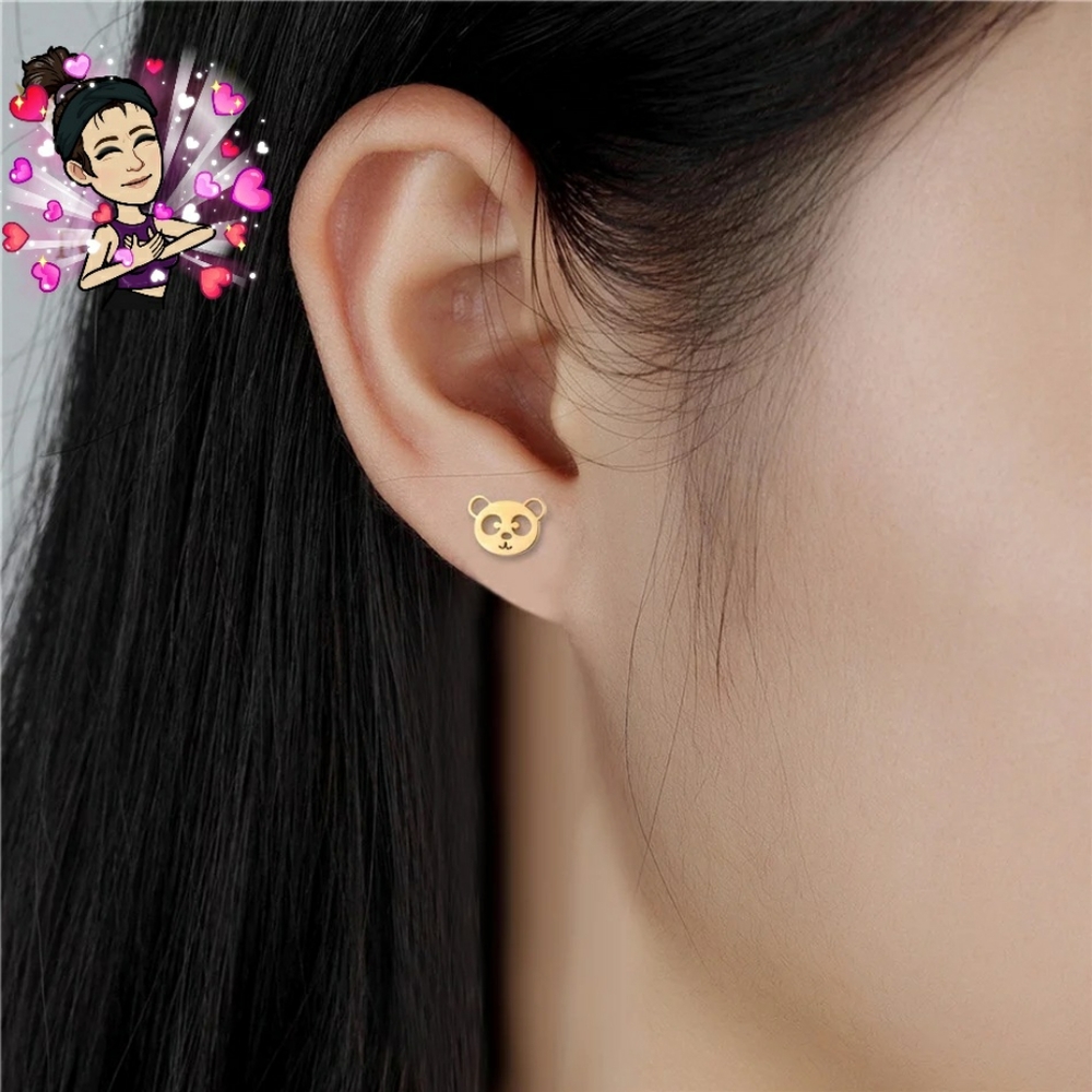 Gold Panda Stud Earrings